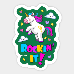 Rocking It Dancing Unicorn Sticker